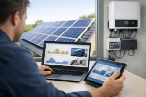 Monitoring van zonnepaneleninstallaties werkt